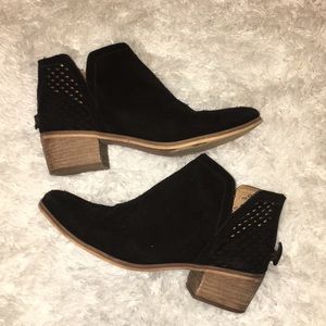 Black laser cut out boots booties